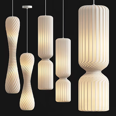 Modern Creative Pendant Lights With Unique Shapes White Textured Design And Warm Illumination 3d model