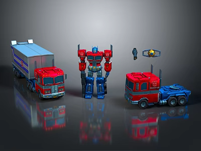 Smart Machines Transformers Robot And Truck Transformable Models In Red Blue With Accessories 3d model