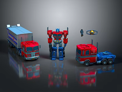 Smart Machines Transformers Robot And Truck Transformable Models In Red Blue With Accessories 3d model