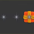 Red Gift Box With Yellow Bow And Silver Stars On Gray Background