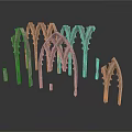 Gothic Architectural Elements 3D Model With Pointed Arches And Columns 3d model