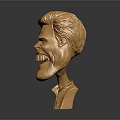 Shiny Golden Human Head Bust Statue With Expressive Facial Details