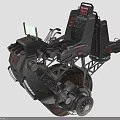 Futuristic Motorcycle With Mechanical Structure Large Wheels Black Red Color And Metallic Parts