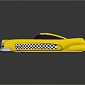 Yellow Classic Taxi With Streamlined Body And Checkered Pattern Retro Design 3d model