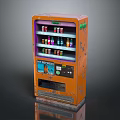 Commercial Equipment Orange Vending Machine Stocked With Colorful Cold Drink Bottles