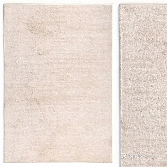 Soft Beige Square Rug With Subtle Texture For Modern Living Room Decor 3d model 