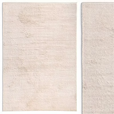 Soft Beige Square Rug With Subtle Texture For Modern Living Room Decor 3d model