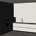 Modern Kitchen With White Cabinets Marble Countertop And Under Cabinet Lighting 3d model