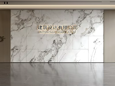 Marble Feature Wall For Modern Office Reception With Natural Vein And Elegant Design 3d model