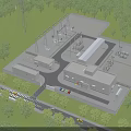 Aerial View Of Modern Industrial Plant With Buildings Trees And Green Surroundings