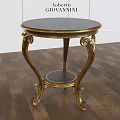 Round Dining Table with Marble Top and Gold Carved Legs Classic Design and Lower Shelf