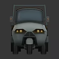 Cartoon Style Three Wheeled Truck With Blue Railings White Front And Brown Roof