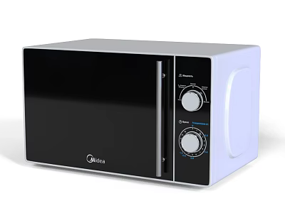 Midea Black And White Microwave Oven With Control Knobs As Kitchen Appliance 3d model