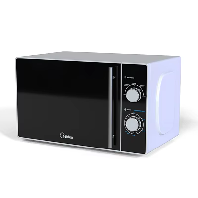 Midea Black And White Microwave Oven With Control Knobs As Kitchen Appliance 3d model
