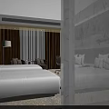 Modern Hotel Room Interior With Double Bed Flat Screen TV And Work Desk