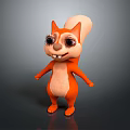 Cute Standing Orange Stuffed Squirrel Toy With Big Eyes Large Tail And Light Pink Belly