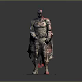 Detailed Batman Statue With Armored Costume Red Helmet Cape And Base