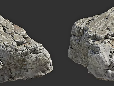 Natural Stone Featuring Rough Textured Surface And Detailed Cracked Patterns In Close Up View 3d model