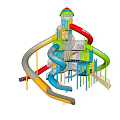 Vibrant Playground Equipment With Multiple Slides Dome Top Tower And Climbing Elements 3d model