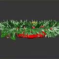 Christmas Wreath Decoration With Green Pine Red Bow Golden Bells And Berries