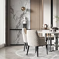 Modern dining room table and chair chandelier combination 3d model