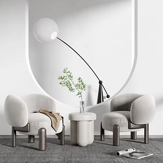 Modern leisure sofa combination single chair coffee table combination 3d model