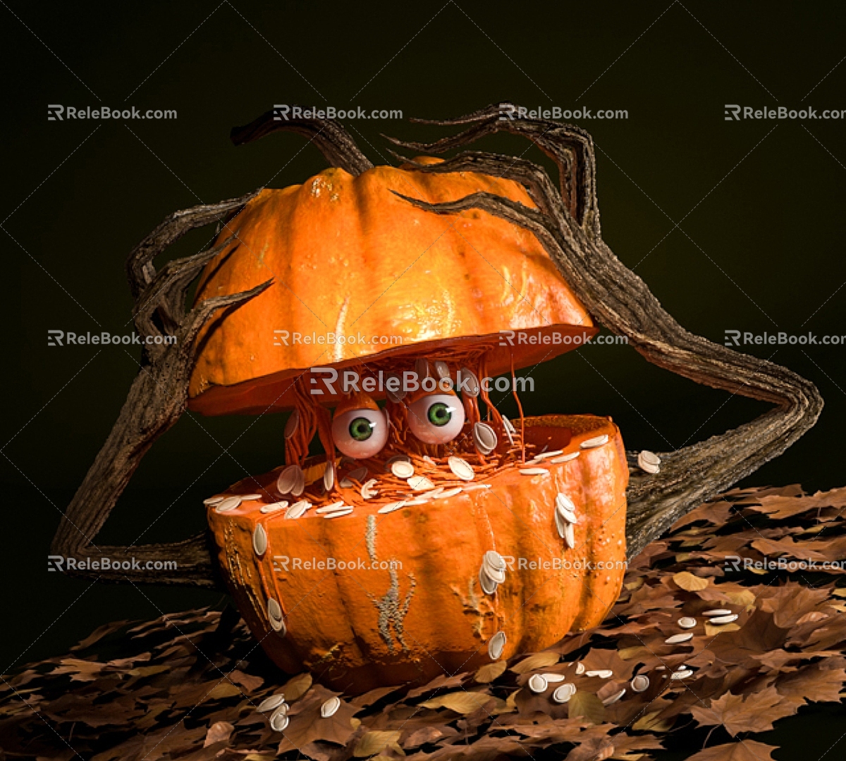 Pumpkin Monster Plant Pumpkin Melon Monster Genie 3d model