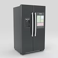 Black Double Door Refrigerator With Water Dispenser And Digital Display Modern Design