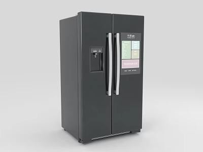 Black Double Door Refrigerator With Water Dispenser And Digital Display Modern Design 3d model