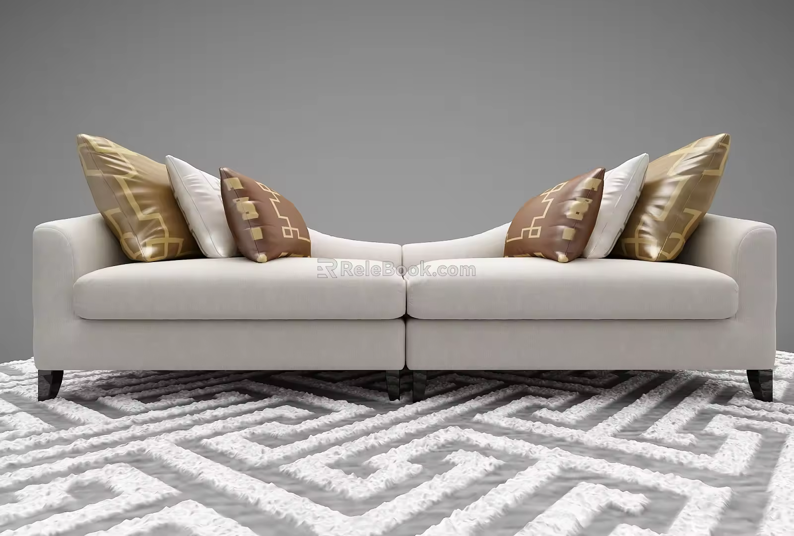 New Chinese-style double sofa 3d model