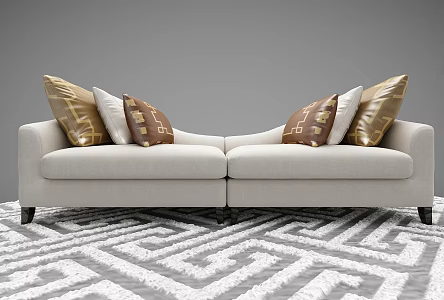 New Chinese-style double sofa 3d model