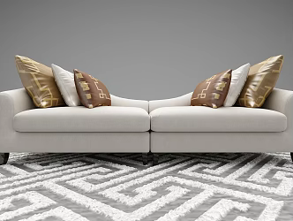 New Chinese-style double sofa 3d model