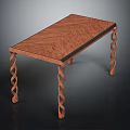 Elegant Modern Wooden Table With Herringbone Top And Twisted Legs Design 3d model