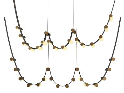 Elegant Modern Chandelier With Round Bulbs And Black Hanging Cables 3d model