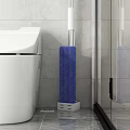 Blue Mop with Silver Handle and Gray Tiled Wall Background for Daily Cleaning