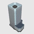 Modern Tall Building Architectural Design With Glass Facade Top Structure And Base Section 3d model