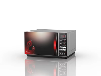 Galanz Microwave Oven Black And Silver With Red Design And Modern Control Panel Kitchen Appliance 3d model