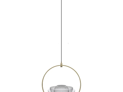 Elegant Round Chandelier Featuring Gold Ring And Transparent Shade Design 3d model
