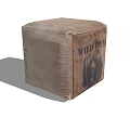 Square Shaped Brown Fabric Ottoman With Wild Bear Print And Bear Graphic