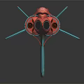 Futuristic Red And Teal Water Vehicle With Streamlined Design And Transparent Cabin