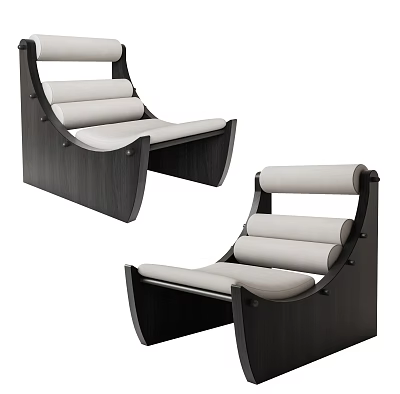 Modern Single Sofa With Wooden Frame And White Scroll Back Cushions 3d model