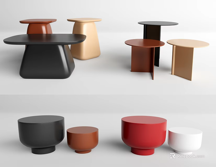 Modern Round Side Tables With Sleek Designs And Diverse Color Options For Home Decor 3d model 