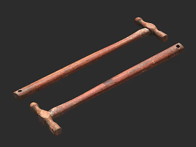 Vintage Hardware Tools Two Hammers With Wooden Handles And Metal Heads 3d model