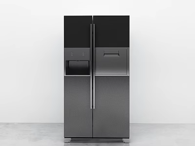 Modern Stainless Steel Double Door Refrigerator Freezer With Water Dispenser And Ice Maker 3d model