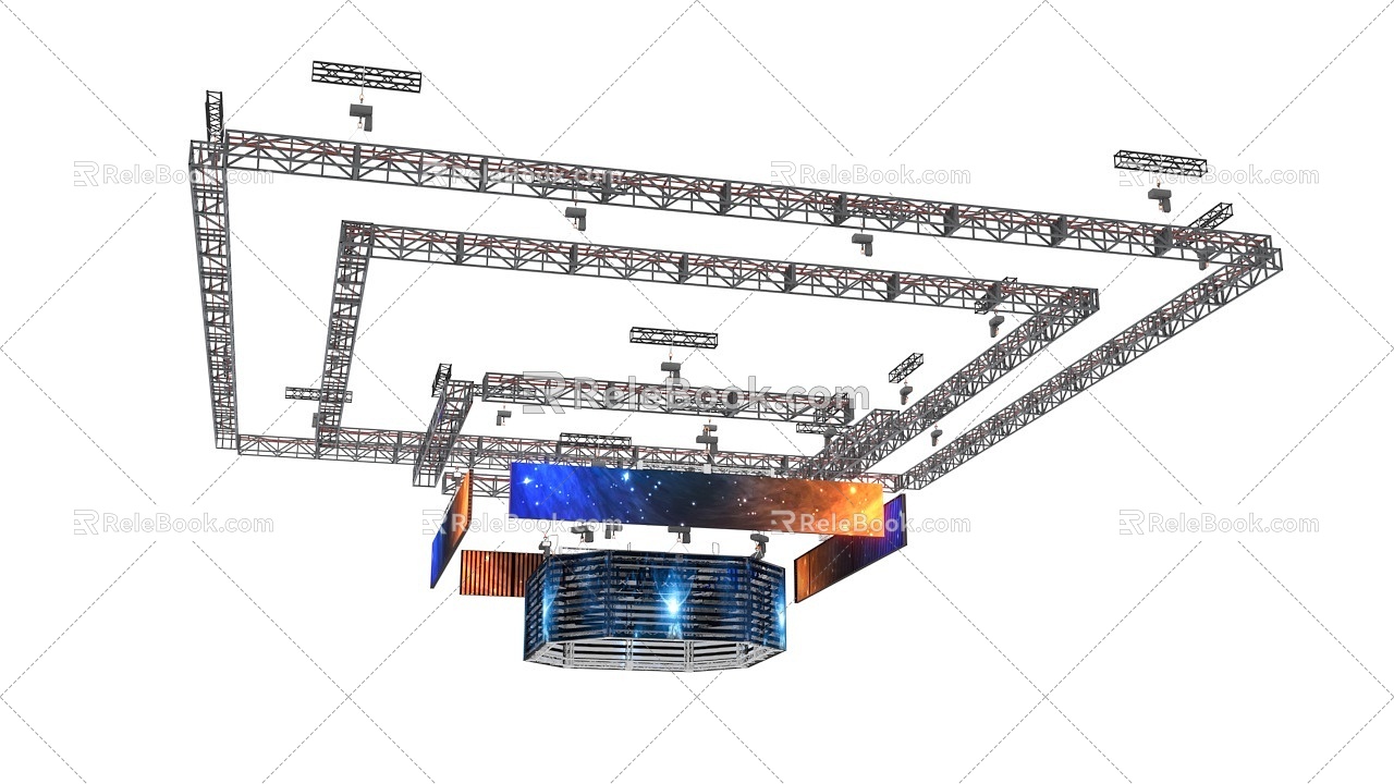 Stage truss top structure truss video suspension electric hoist hanging point 3d model