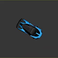 Blue Sports Car With Black Stripes And Rear Wing Sleek Design