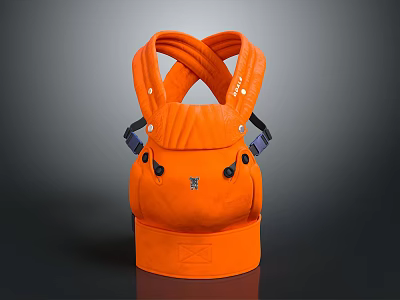 Orange Stylish Modern Backpack With Cross Straps And Adjustable Buckles Design 3d model
