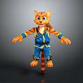 Cartoon Cat Character In Blue Outfit Riding Unicycle With Yellow Stripes