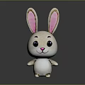 Cute White Rabbit Plush Toy With Big Pink Ears And Black Eyes