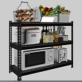 Practical Kitchen Storage Shelf With Microwave Toaster Rice Cooker Vegetables And Eggs For Organizing